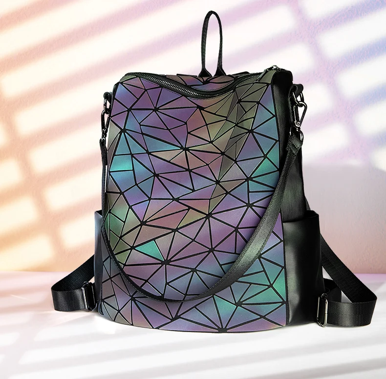 Роскошные женские сумки большой вместимости, дизайнерские многофункциональные рюкзаки, модные светящиеся сумки через плечо, Геометрическая сумка на плечо