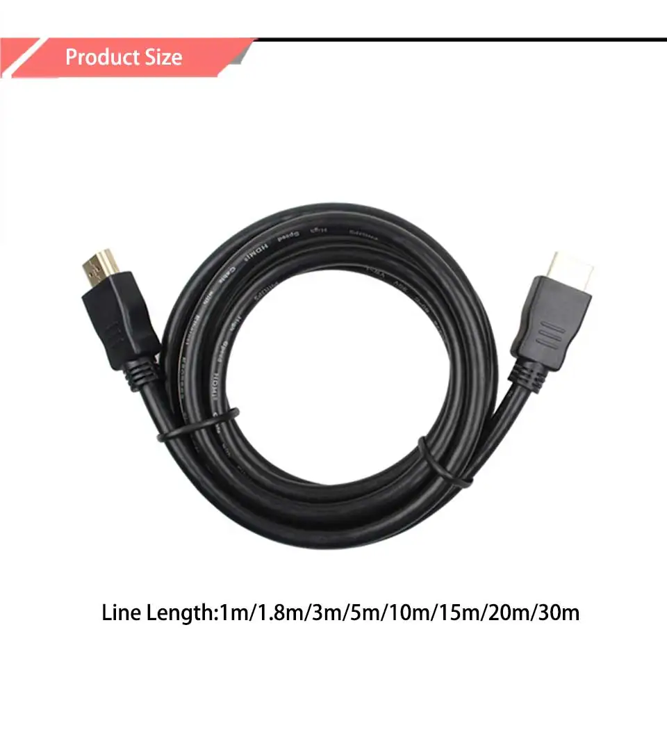 HDMI 1.4 Cables hdmi To Hdmi 1.5m 3m Lead High Speed With Ethernet 1080p For Monitor Projector TV Computer Black Line 2018 New (5)