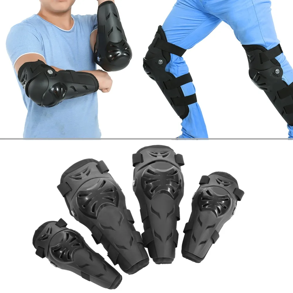 

4 pcs/set Motorcycle Cycling Elbow and Knee Pads Protector Guard Armors Set Black Guards Protector Motocross Car String New