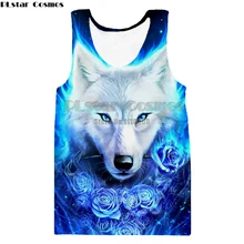 PLstar Cosmos, о-образный вырез, новая мода, мужские топы, волк, 3D принт, жилет, рубашка, высокое качество, для мужчин и женщин, без рукавов, повседневные топы