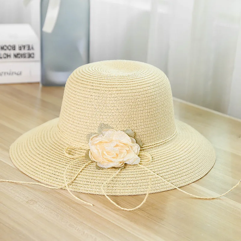 الصيف في الهواء الطلق ظلة الزهور القش قبعة للسيدات واقية من الشمس القبعات شاطئ كاب المرأة أقنعة القبعات وقبعات المرأة قبعات للحماية من الشمس
