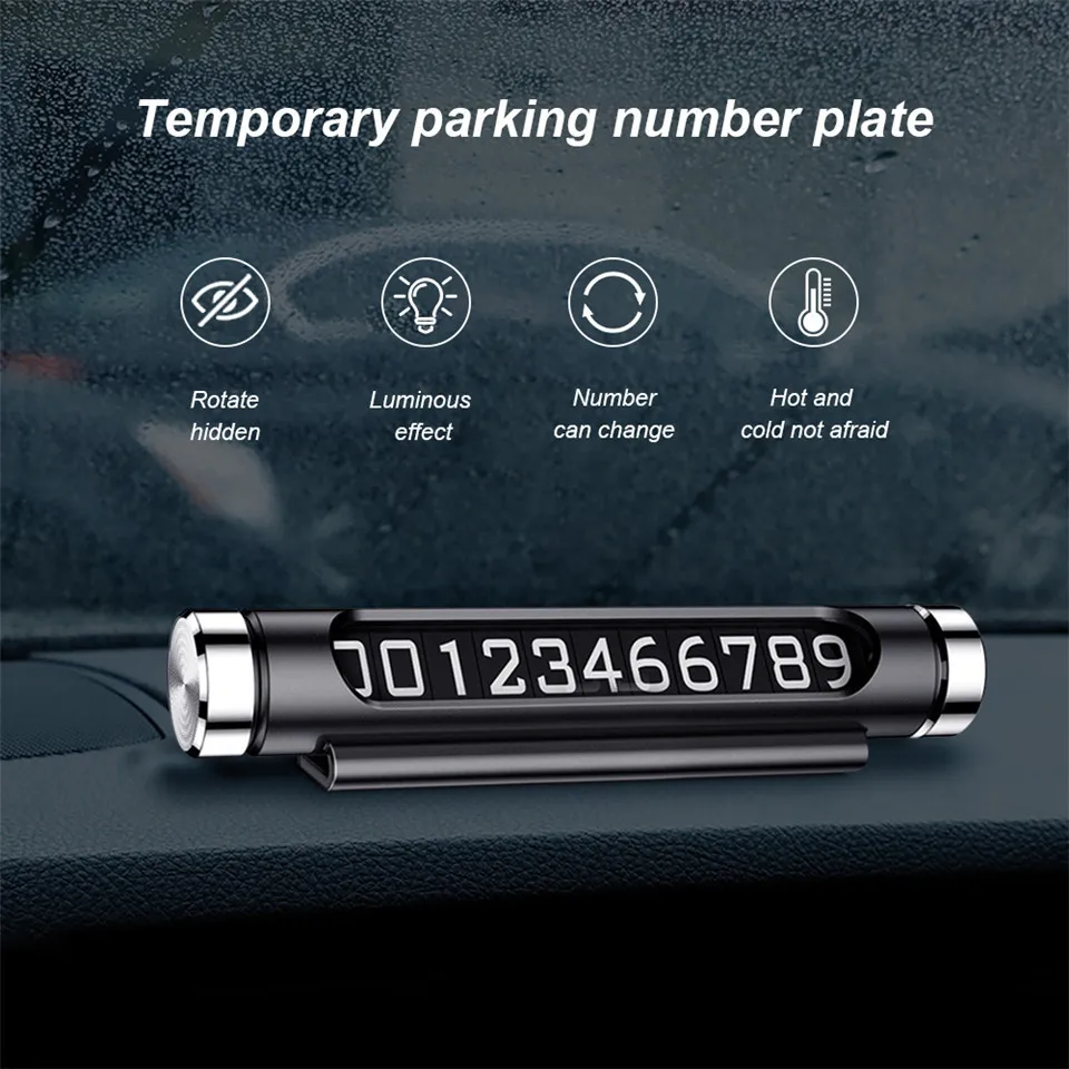 Temporary Car Parking Card Telephone Number Card Notification Night Light Sucker Plate Car Styling Phone Number Card (6)