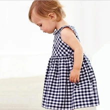 2016 In the summer of new products listed girl wearing sleeveless children contracted tartan dress girl’s clothes