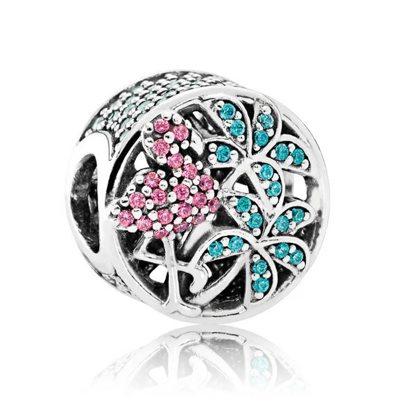 

Tropical Flamingo Charm Bead fit Pandora Bracelet Girl Lady Birthday Gift Multi-Colored CZ Authentic S925 Silver DIY Jewelry