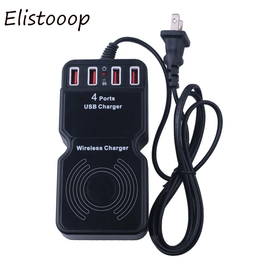 

Elistooop 4 Port Desktop USB Charger for Smartphones Tablets with wireless charger for S6 Lumia 930YotaPhone 2