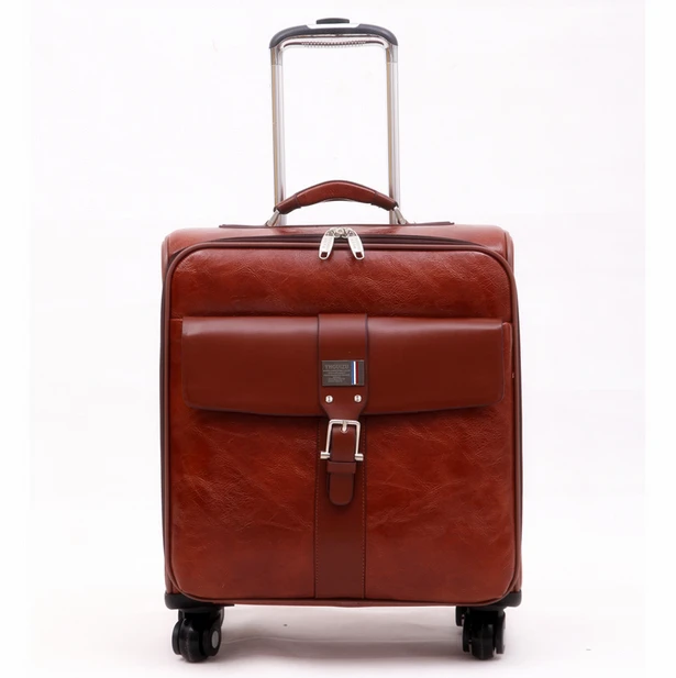 

Commercial trolley luggage male universal wheels 16 vintage luggage bag female pu leather the box,retro commercial luggage