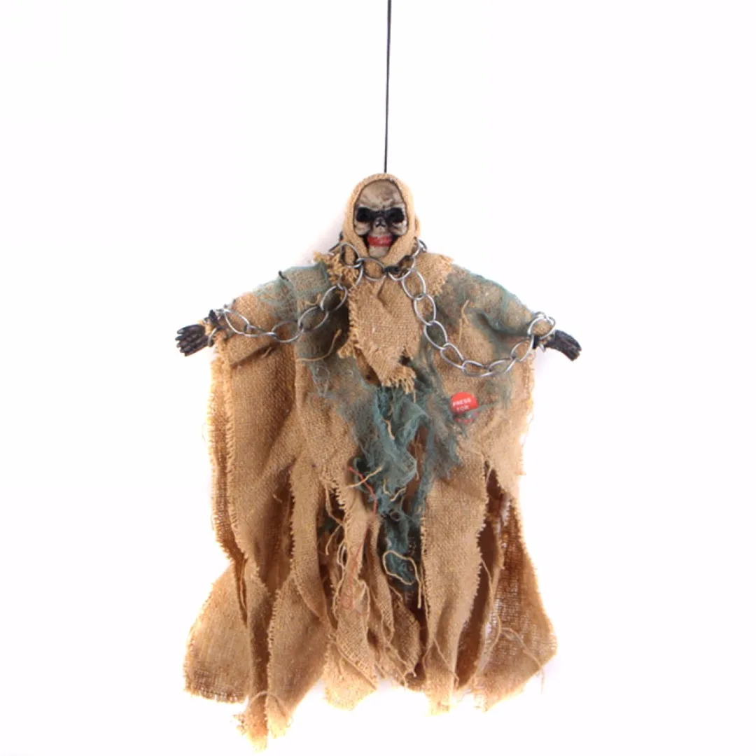 JX-LCLYL Halloween Party Bar Prop Decoration Voice Activated Hanging Skull Skeleton Ghost