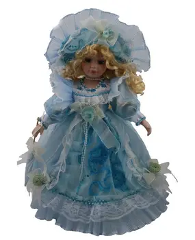 

Christmas gifts 40cm porcelain girl doll European rural Field Village ceramic doll style home decoration