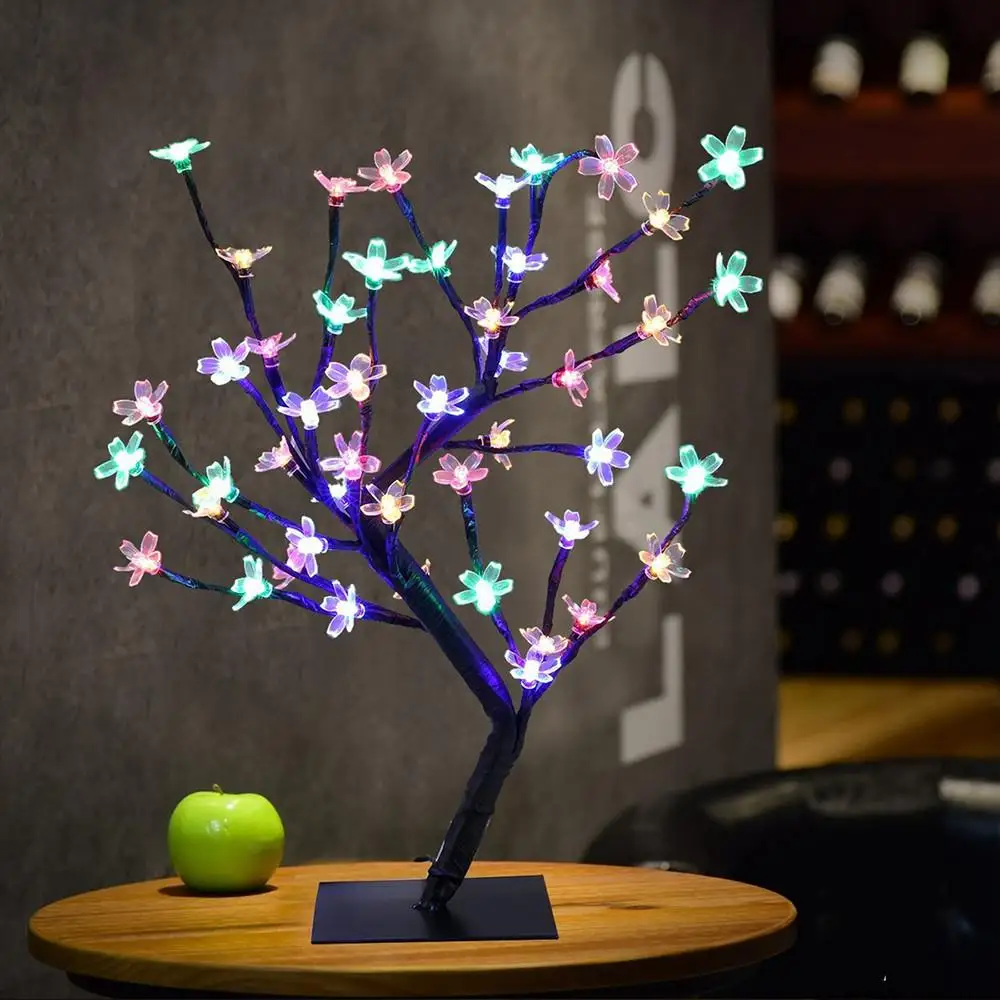 

Adeeing 48 LED Simulate Potted Sakura Tree Light Night Lamp Home Festival Wedding Decoration