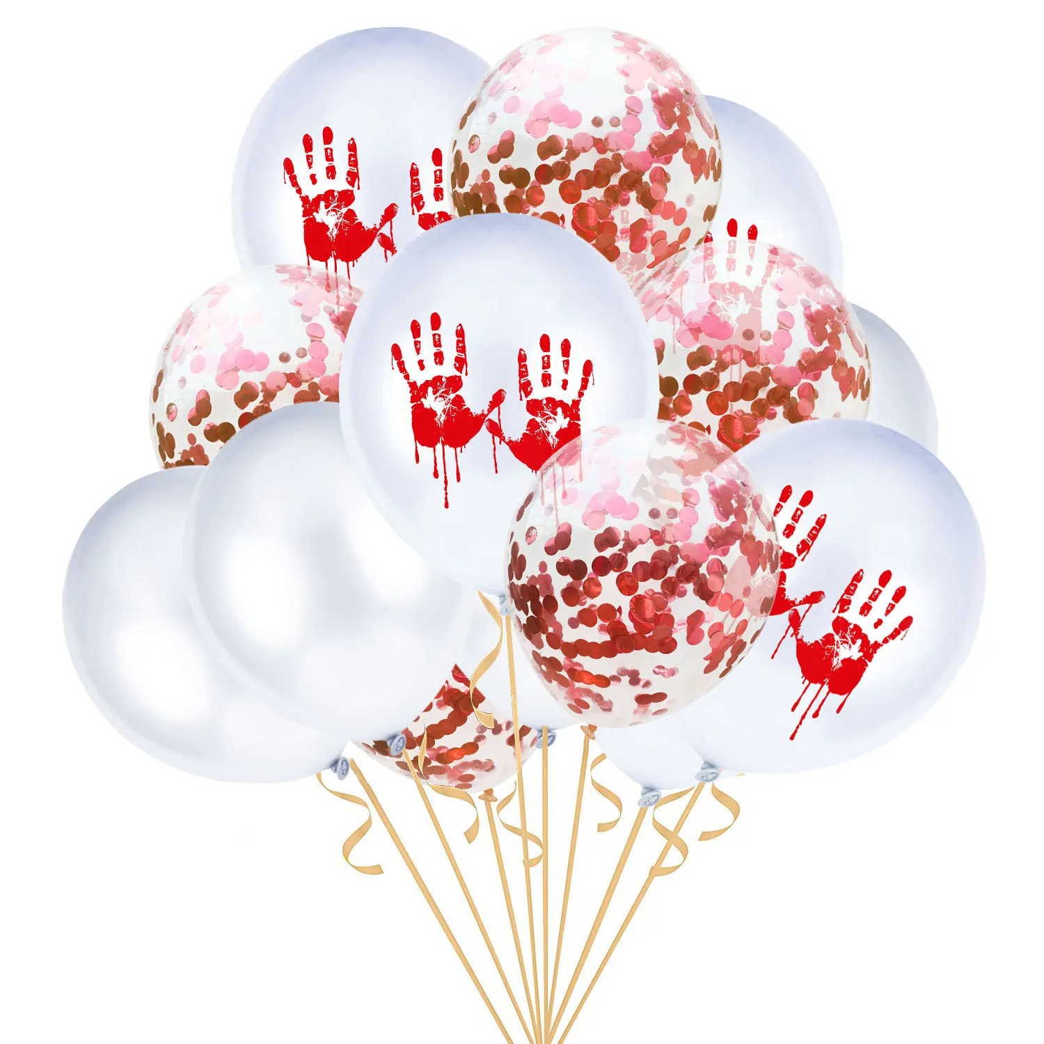 ZLJQ 15 шт. Хэллоуин комплект Латекс конфетти воздушный шар 12 &quotкровь Handprint крови