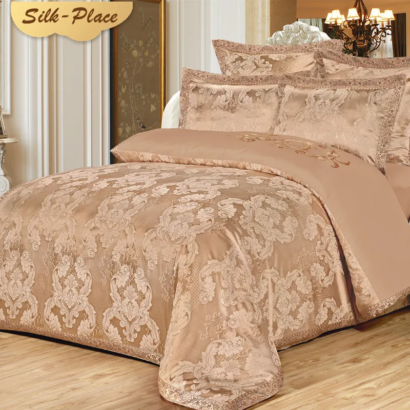  SILK PLACE Comforter Bedding Sets Satin Luxury Bed Sheet New Fashion Designer Jacquard Duvet Cover 