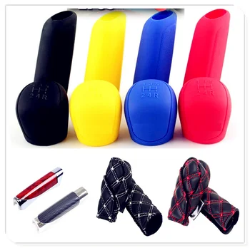 

Car Silicone Gear Shift Knob Handbrake Cover Hand Brake Protector Case for Audi A4 Avant A4 Cabriolet A6L A8L TT TTS Any Cars