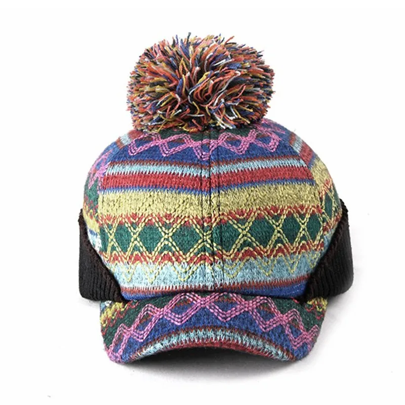 Осень зима Модная трикотажная шляпа теплая защита для ушей бейсболка Регулируемый бейсболка кепка для женщин 147