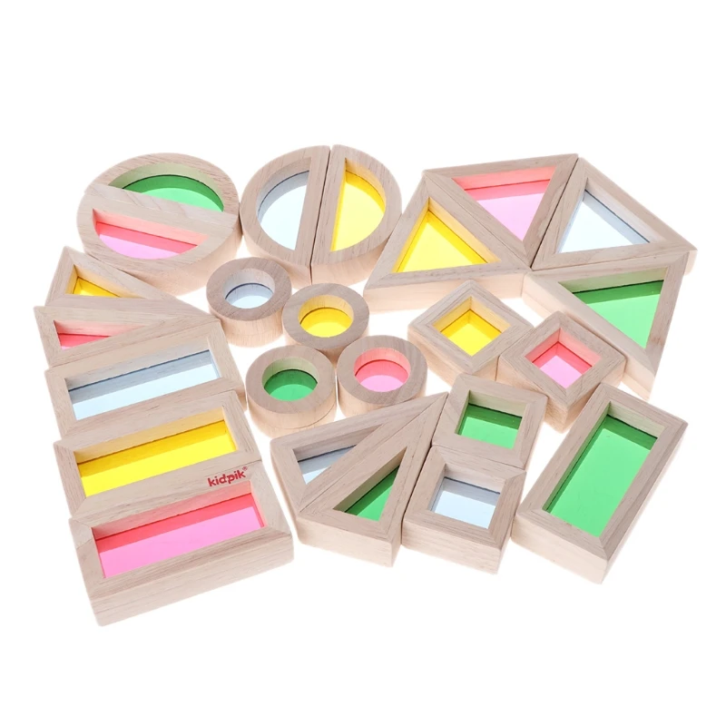 

24pcs/set Rainbow Acrylic Wooden Building Blocks Baby Educational Toy Montessori Kids toy Christmas Baby Gifts