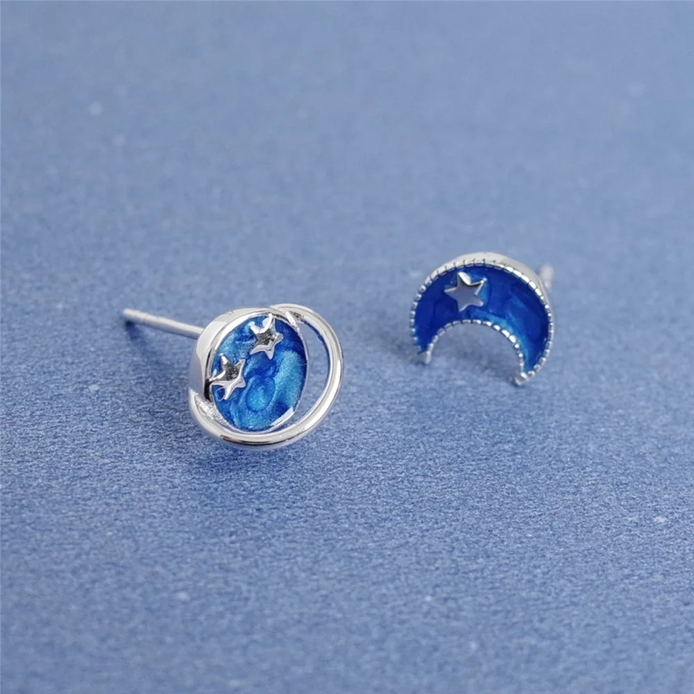 Женские Висячие Серьги blue moon star planet 100% Стерлинговое Серебро 925 пробы модные