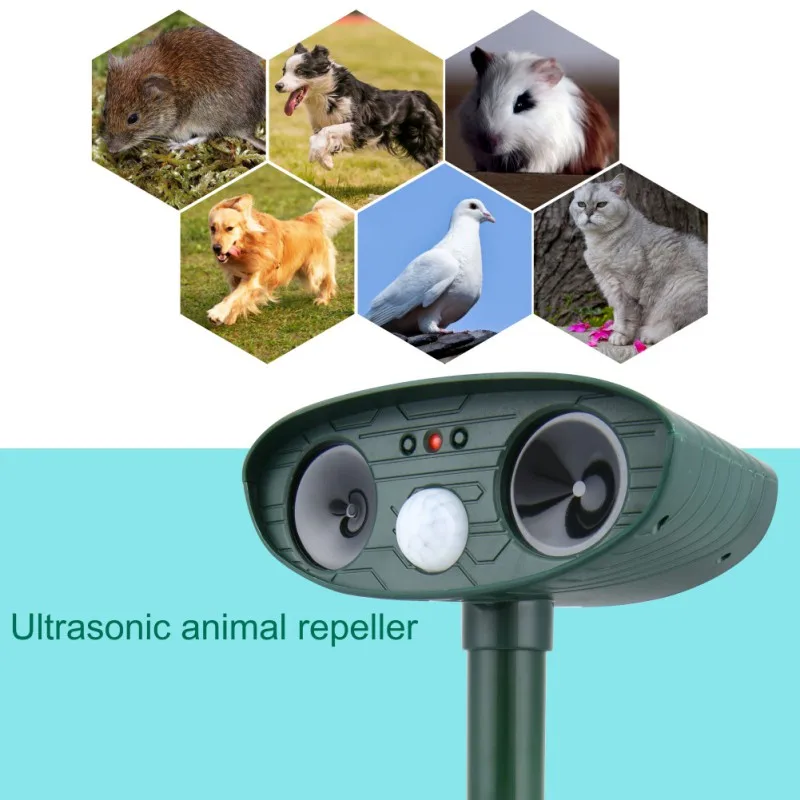 

Animal Repeller Solar Power Ultrasonic PIR Sensor Yard Cat Dog Deterrent Scare Eco-friendly Solar Garden Pest Animal Repeller