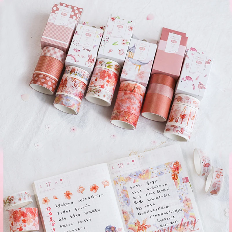 

3 Pcs/Set Washi Tape Masking Washitape Sakura Cinta Adhesiva Decorativa Vintage Florl Unicorn Flamingos Papelaria Stickers Bant