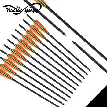 

15pcs/Lot Hunting Archery Carbon Arrow 16" Crossbow Bolts Arrow W 4" vanes 2 orange 1 green Feather Replaced Arrowhead