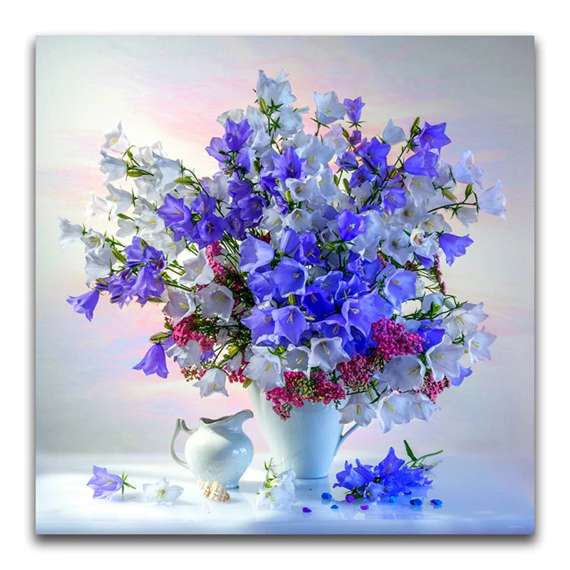 

Full Square Diamond embroidery Cross stitch flowers DIY 3D Diamond painting vase Full Round Diamond mosaic lily For wedding RS45