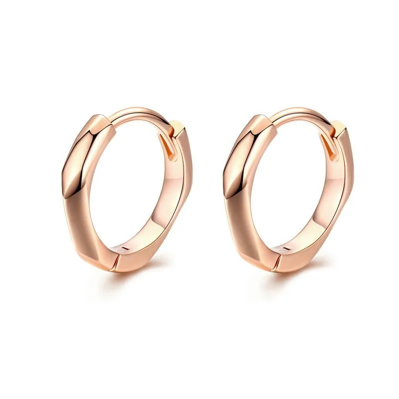 

Tiny Hoop Earrings for Women Rose Golden 925 Sterling Silver Geometric Simple Ear Hoops Minimalist Fine Jewelry BSE119