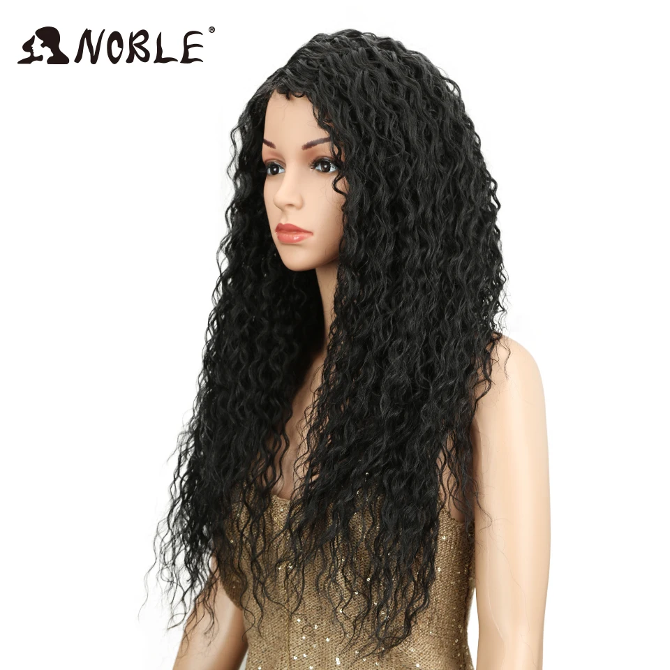Noble Hair Soft Kinky Curly Natural Black Long Synthetic Lace Wigs For Black Women 26\
