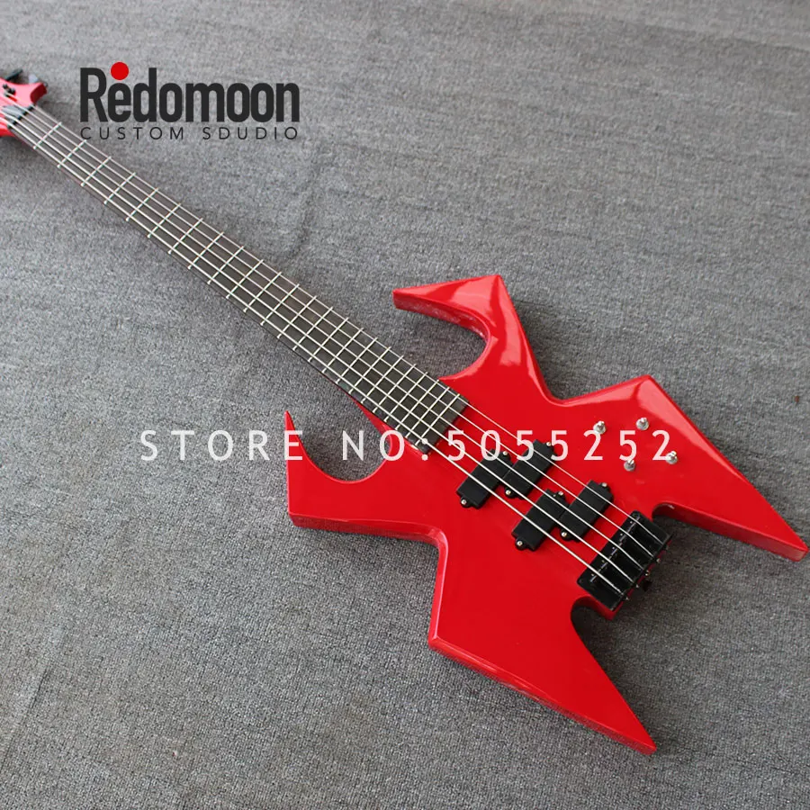 

Factory custom BC rich 5 strings bass with black hardwares red color electric bass guitar musical instrument shop