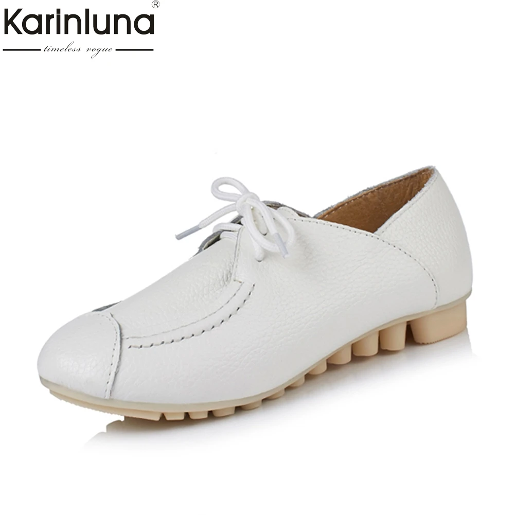 

KarinLuna 2018 Best Quality Genuine Leather Size 34-41 Spring Summer Flats Leisure Comfortable Female Mother women's Shoes