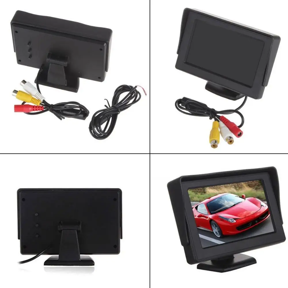 Perfect TFT LCD Color Anti-glare HD 4.3 inch 2 Video Input Car Monitor Screen DVD VCD with Reversing Camera 2