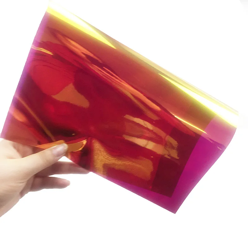 

20*30cm Rainbow Laser Reflect Light Clear Vinyl Faux Synthetic Leather Fabric DIY Decorative Garment Knotbow Bags