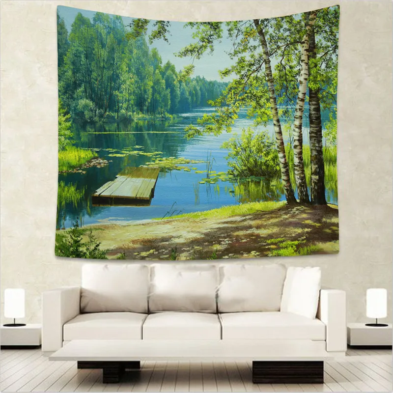 

Polyester Forest Tree Tapestry 150X130cm Wall Hanging Throw Mat Blanket Home Room Art Wall Decor Beach Towel Picnic Cloth WE