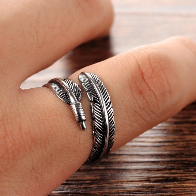LNRRABC Gifts Alloy Unique Adjustable Resizable Feathers Women rings Men Gracefu LNRRABC Gifts Alloy Unique Adjustable Resizable Feathers Women rings Men Gracefu