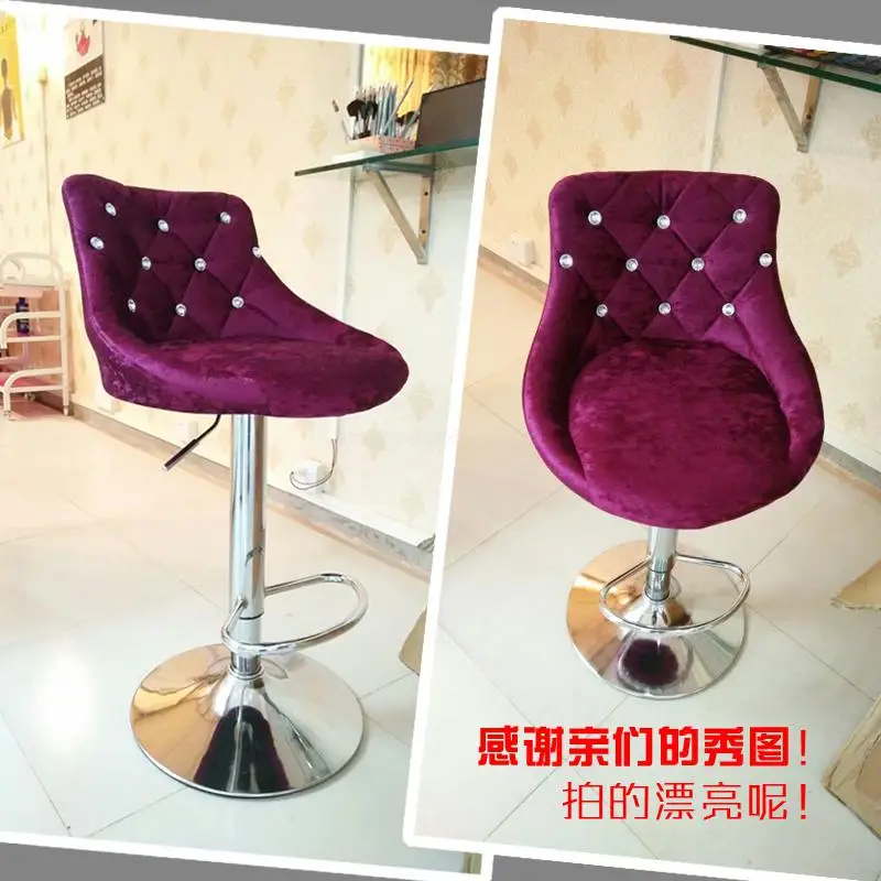 

Nordic light luxury bar chair simple fashion backrest high stool gold net red bar stool