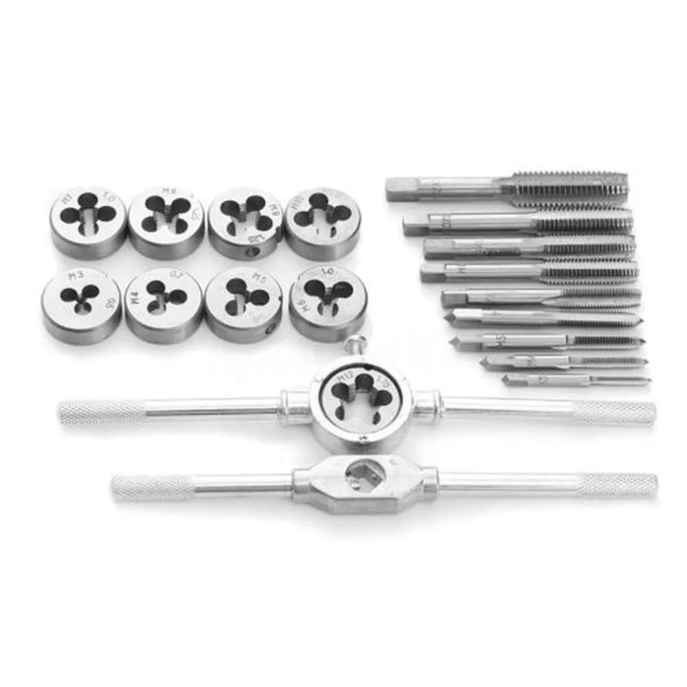 20Pcs Tap Dies Set Adjustable Metric Carbon Steel Hand Screw Taps