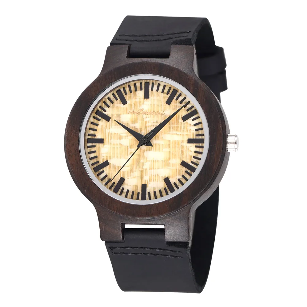 

Wrist Quartz Watch Wooden Round Durable Creative Gift For Women Girl Men Student LL@17