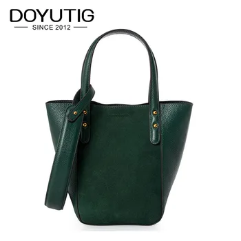 

DOYUTIG European Style Women's Luxury Genuine Leather Hobos Handbags Female Real Nubuck Leather Shoulder Bags Fashion Totes F631