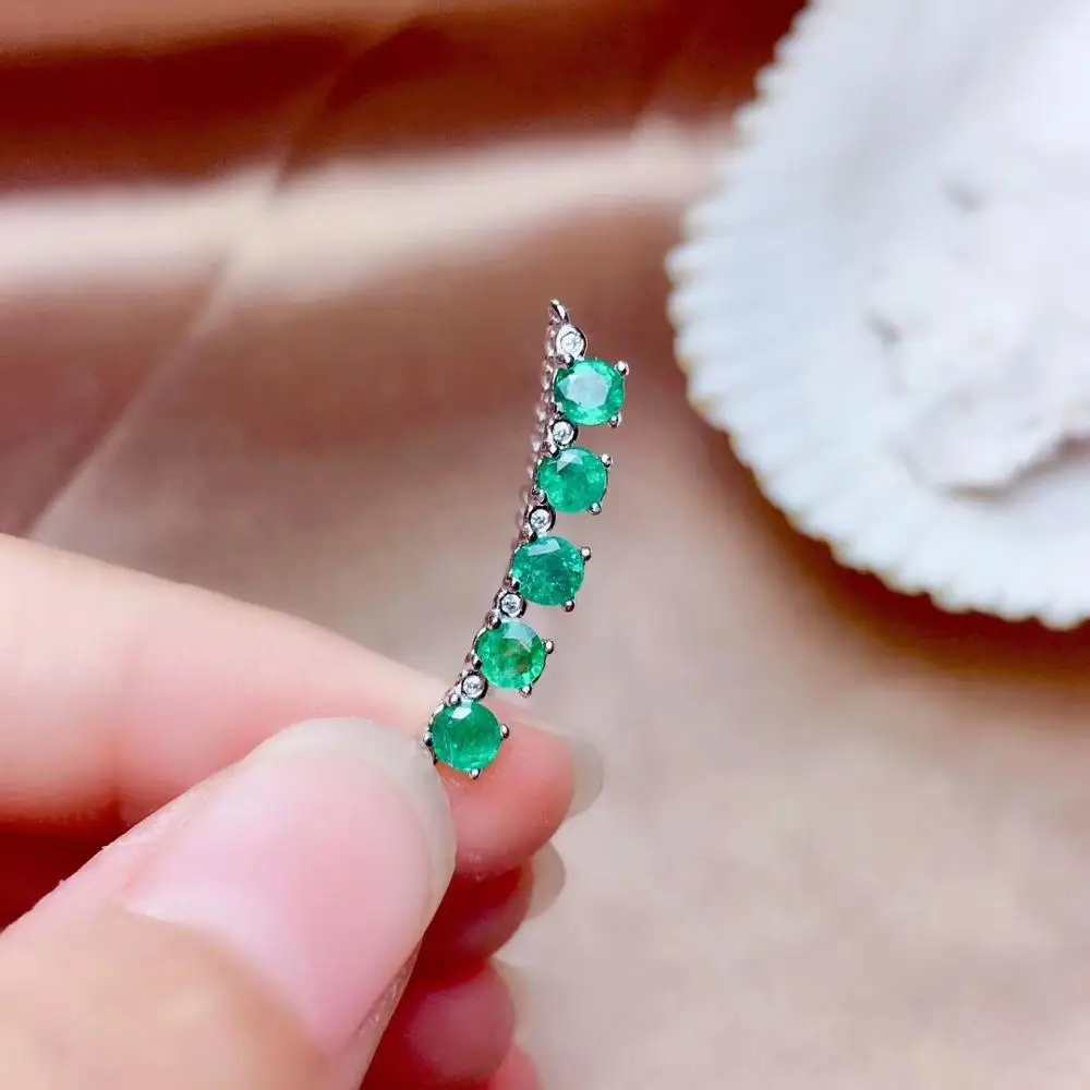  Collier pendentif en pierre naturelle verte émeraude S925 argent collier de pierres précieuses natu