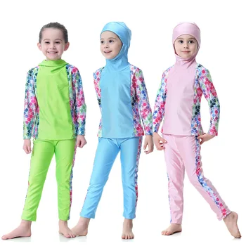 

New 2018 Kid's muslim swimsuit girl's swimwear children Islamic swimwear Muslim girl traditional swimwear swimsuit