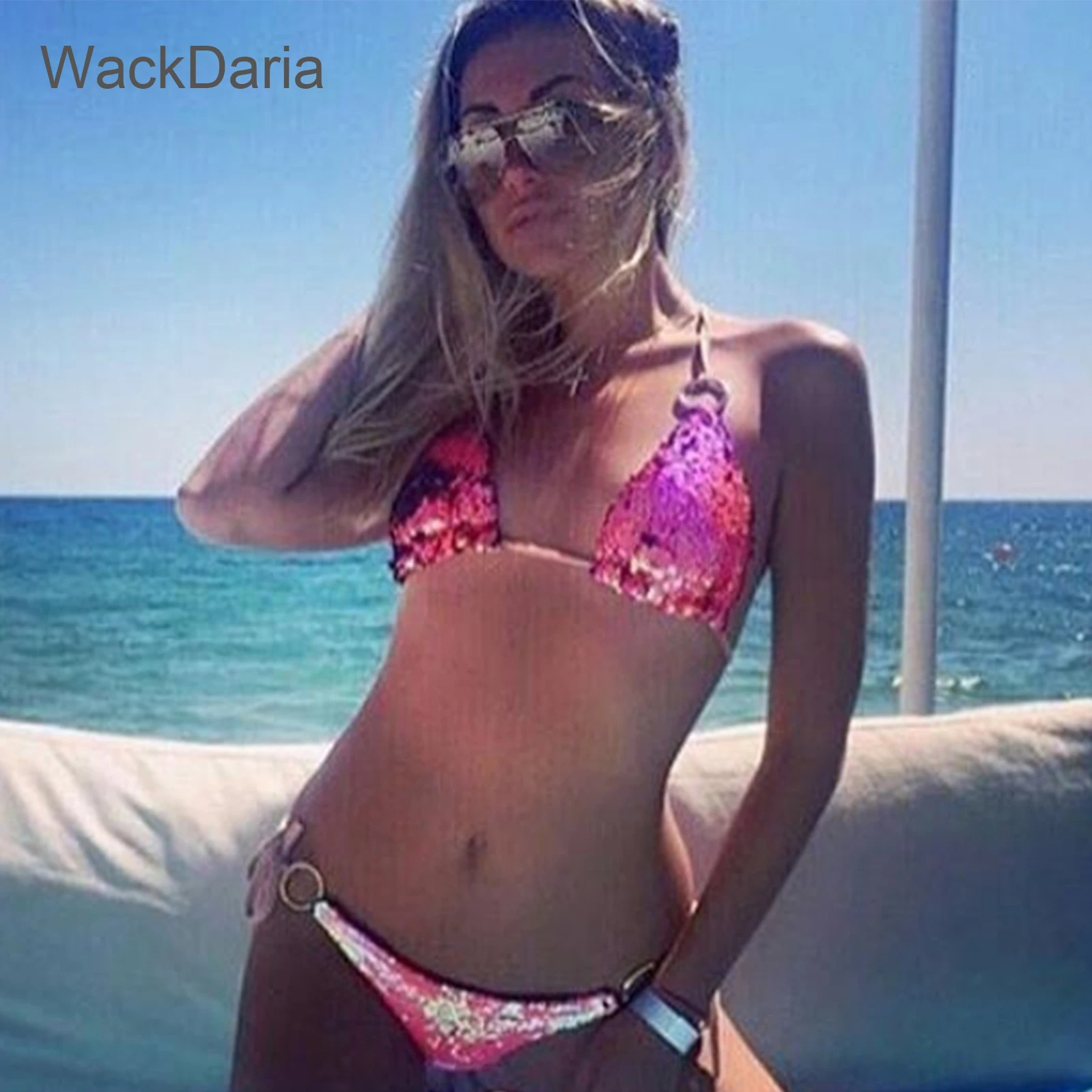 Пикантный комплект бикини WackDaria с мягкой подкладкой и блестками купальник