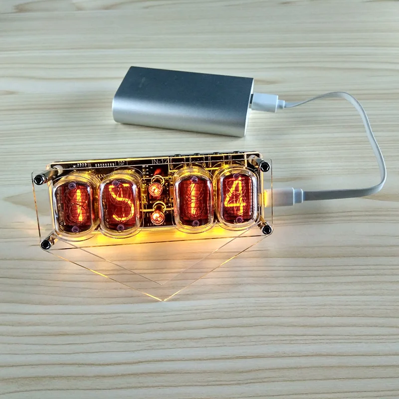 DIY 4 бит RGB светодиодный свечение цифровая плата часов Nixie трубка часы комплект DIY электронные настольные часы в стиле ретро RGB трубка в комплект не входит