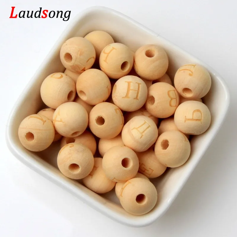 

33Pcs 12mm Natural Wood Russian Alphabet Letter Spacer Round Wooden Beads For Jewelry Making DIY Necklace Bracelet Name