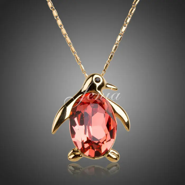 Jenia Fashion Gold Color Penguin Pendant Necklace Exquisite Stellux Austrian Crystal Pendant for Girl XN024