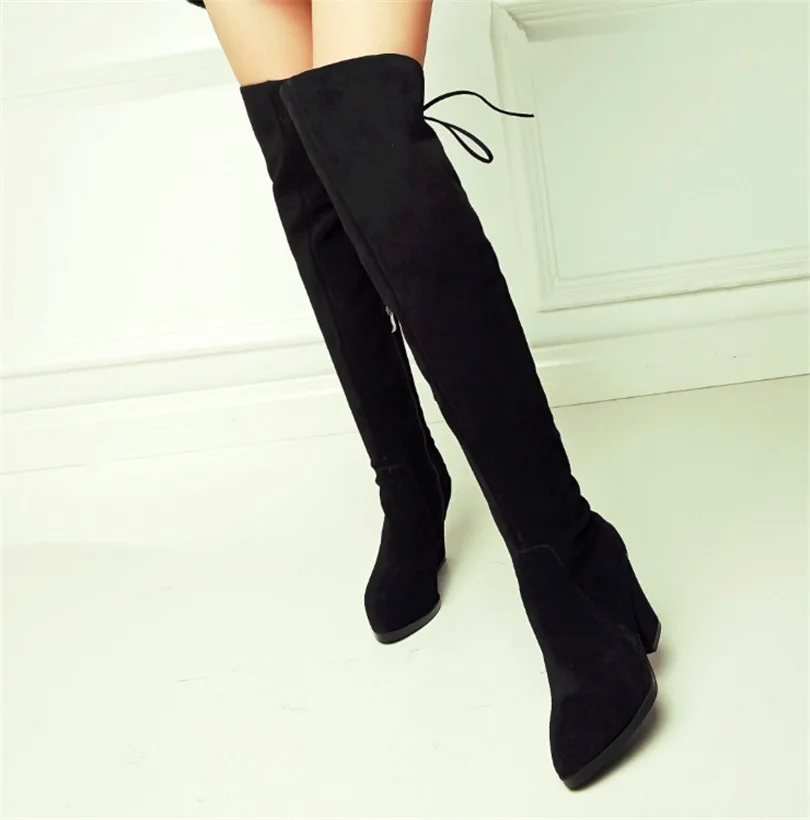 2016 new winter thick with leather straps knee length boots in Europe and America tide shoes SUB677
