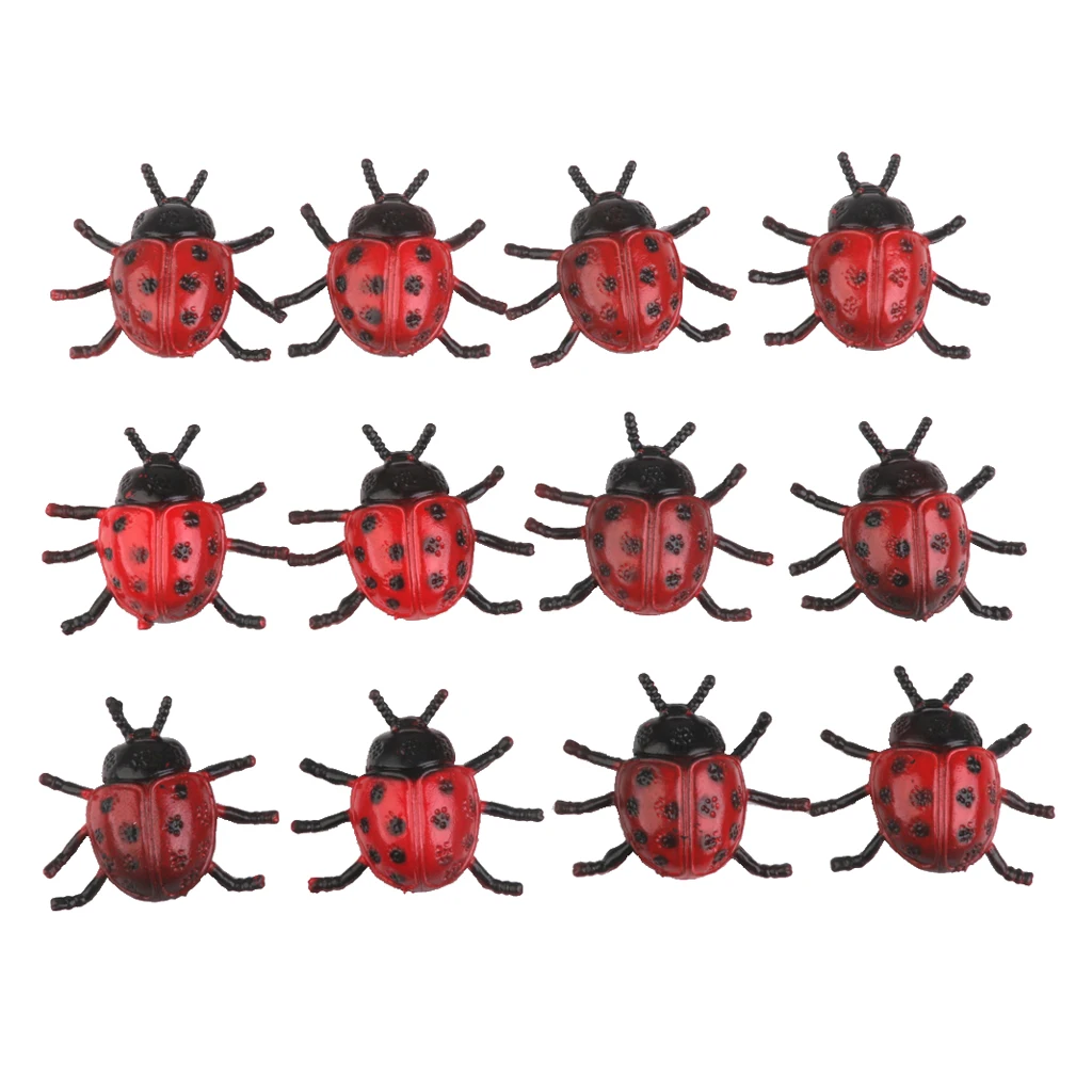 12 Pieces Artificial Beetle Insect Animals Model Display Figures Imaginative Kids Collectable Toy