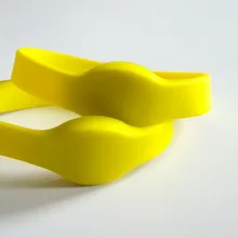 Желтый цвет 55 мм 125 кГц Силиконовый Браслет RFID TK4100(EM4100) близость водонепроницаемый браслет для сауны фитнес-зала 100 шт