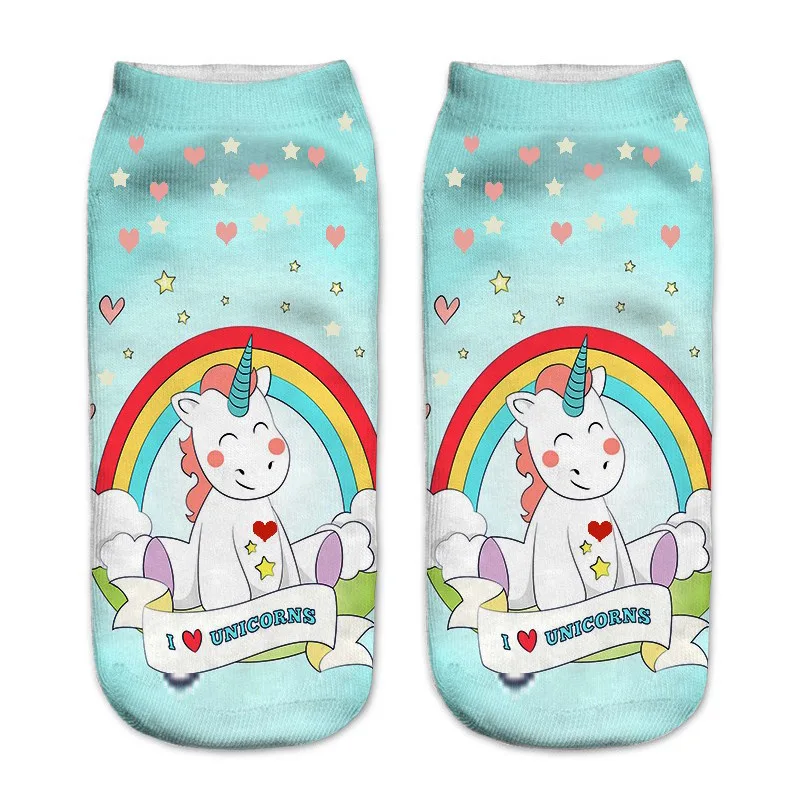 

RUNNING CHICK licornes and rainbow cute photo print socks wholesale