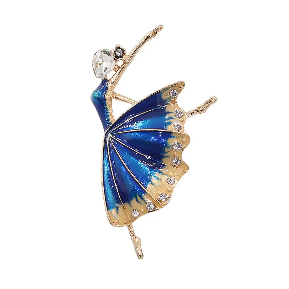 PULATU балетная брошь с дизайном «девочка» Для женщин металлическая синяя эмаль брошь булавки для одежды шарф вечерние ювелирные изделия аксессуары Новинка - Окраска металла: Blue