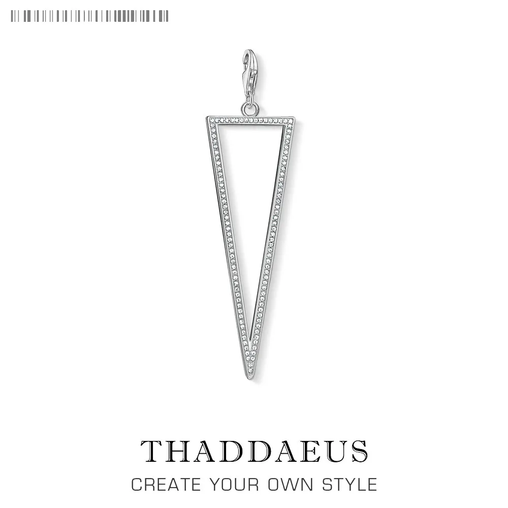 Очаровательная подвеска треугольник белый CZ Pave, Мода Ювелирный Стиль 925 серебро подарок для женщин мужчин Fit браслет ожерелье