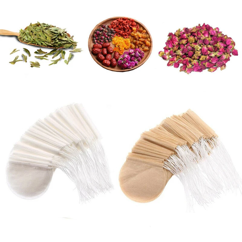 

100 Pcs/pack 75mm Drawstring Disposable Empty Tea Bag Antibacterial DIY Portable Non-toxic Foot Bath Infuser Filter Round