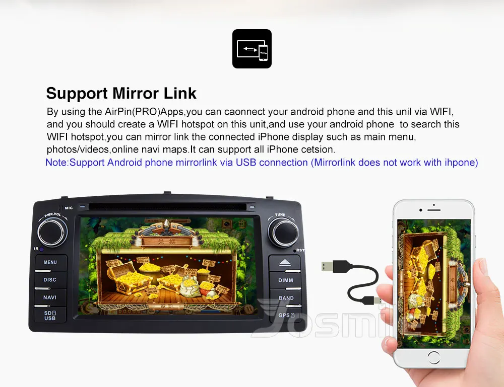 Excellent Josmile 2 Din Car DVD Player For Toyota Corolla E120 BYD F3 2000 2005 2006 Radio Multimedia Head Unit Stereo GPSNavigation Audio 2