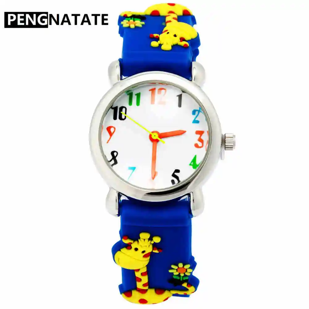 

PENGNATATE Children Watches Girls Giraffe Cartoon Quartz Watch Fashion 3D Silicone Bracelet Wristwatch Student Kids Gift Clocks